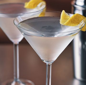 martini cocktail with lemon zest