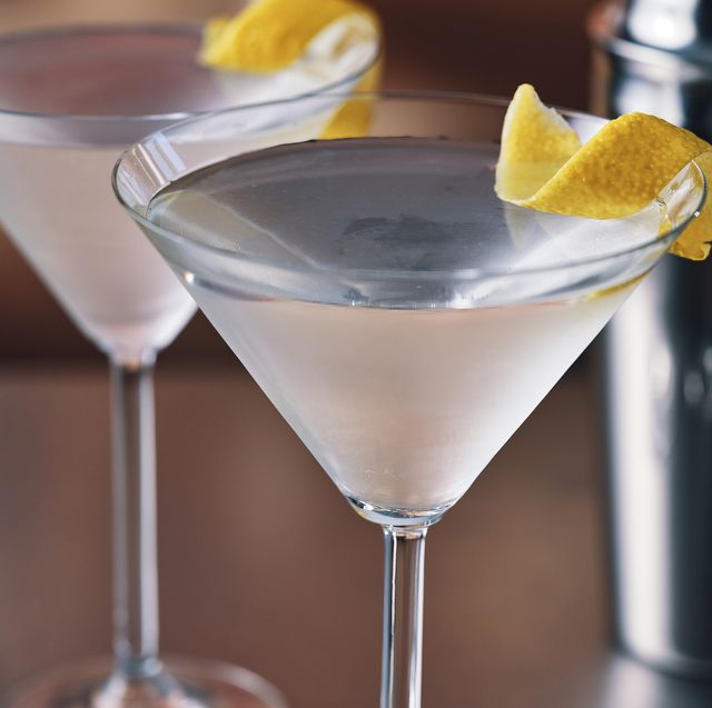 martini cocktail with lemon zest