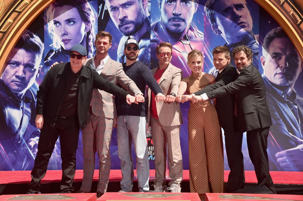 marvel studios' "avengers endgame" stars place handprints in cement at tcl chinese theatre