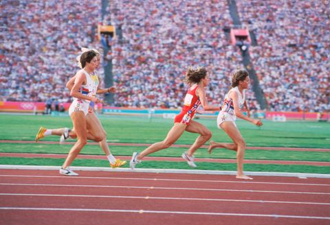 mary decker and zola budd at the 1984 olympics