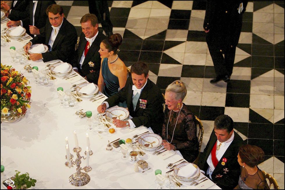 dinner for the engagement of denmark's crown prince frederik and mary elizabeth donaldson in fredensborg, denmark on october 08, 2003