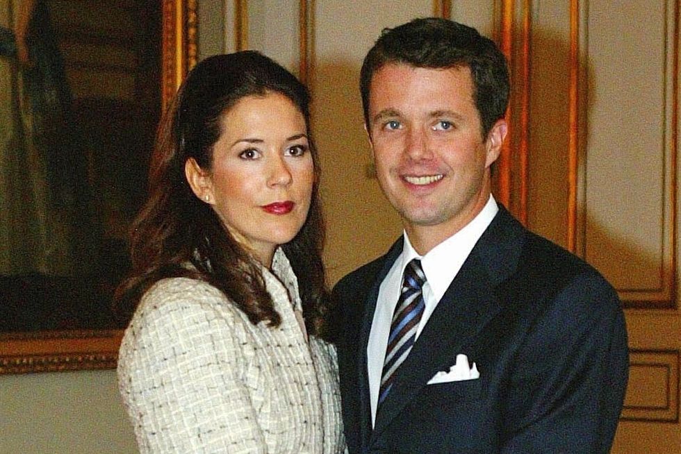 announcement of the engagement of denmark's future king, crown prince frederik and mary elizabeth donaldson at the christian ix palace, amalienborg castle in fredensborg, denmark on october 08, 2003