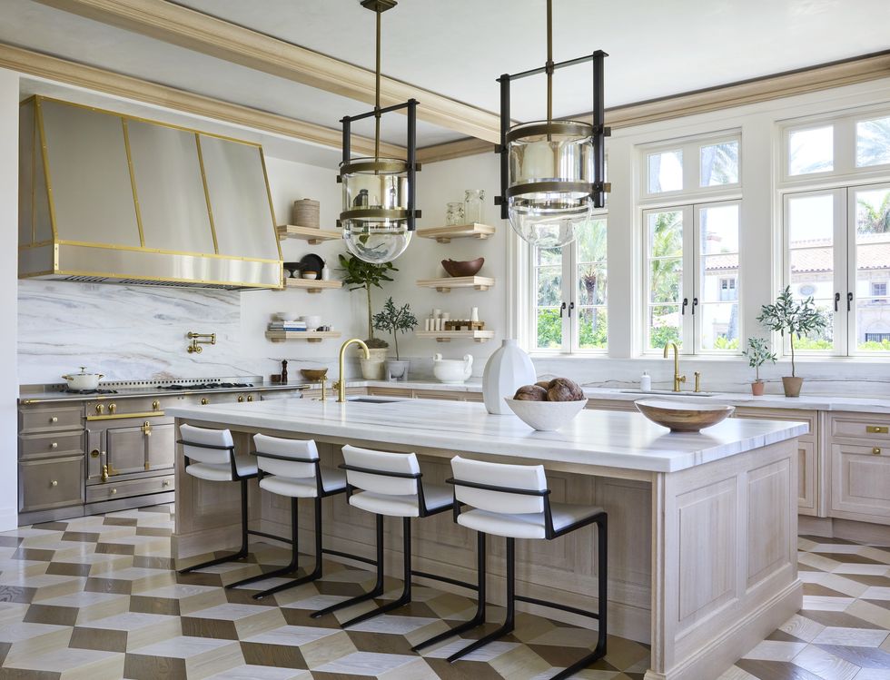1920s mediterranean style home in palm beach, florida designed by mary mcdonald with marble backsplash
