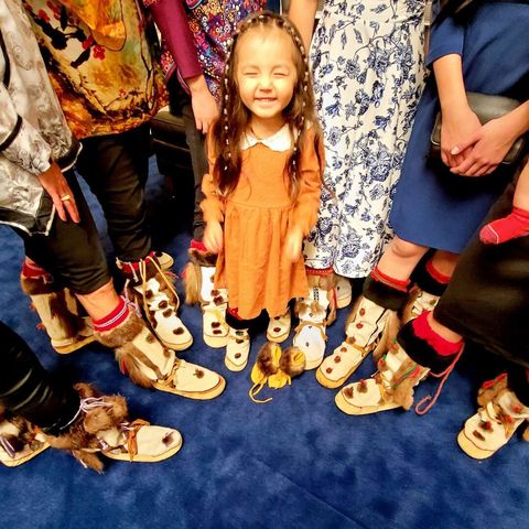 the women who joined mary peltola at her swearing in showing off their footwear