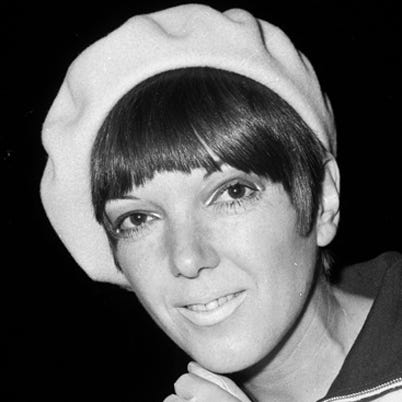 The Chelsea fashion designer, Mary Quant, arriving at Buckingham Palace where she will receive an OBE.   (Photo by Ted West/Getty Images)