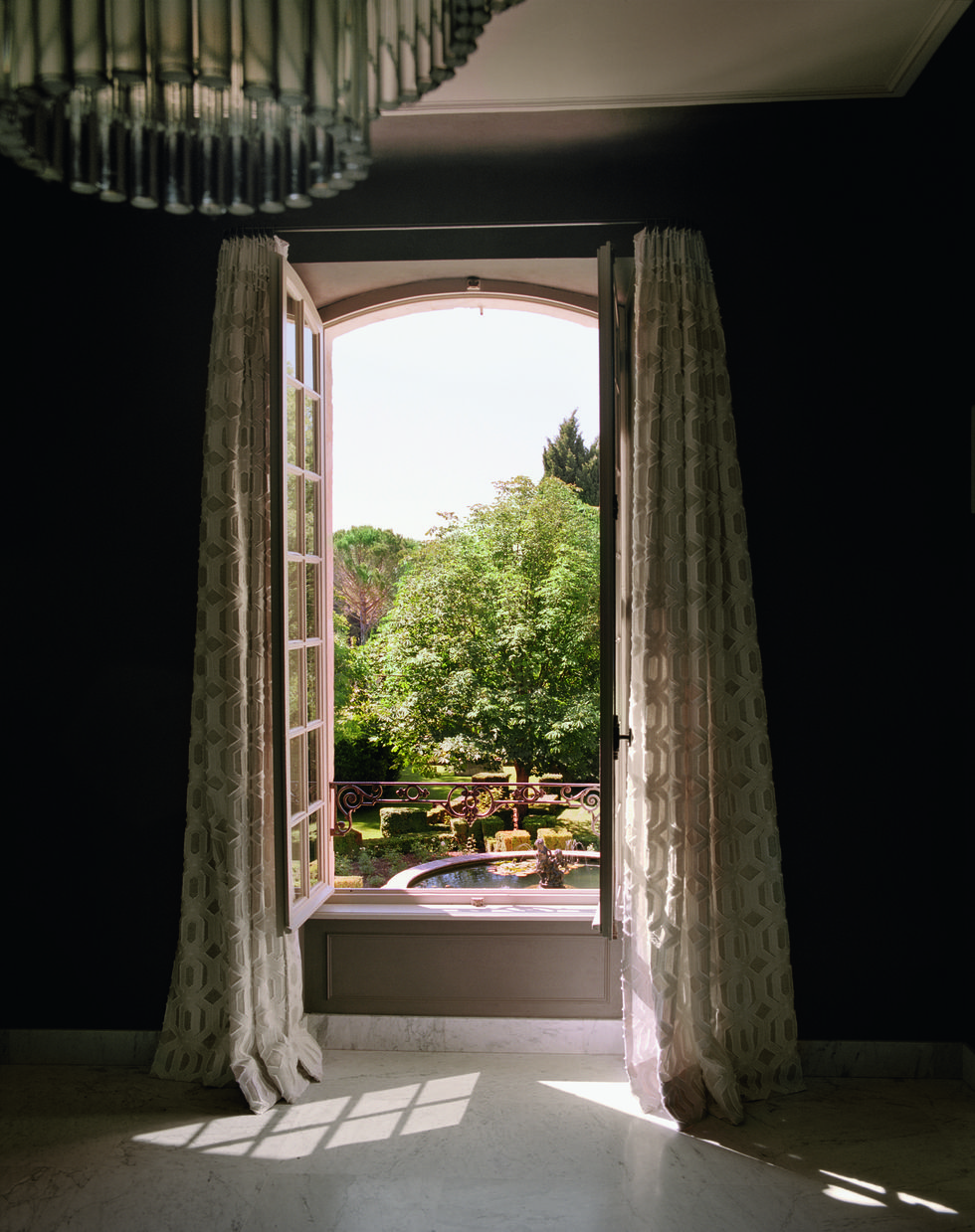 Curtain, Light, Window treatment, Interior design, Window, Tree, House, Textile, Architecture, Room, 