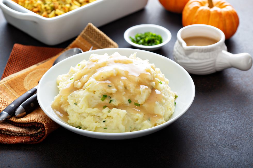 Mashed potatoes with gravy for Thanksgiving