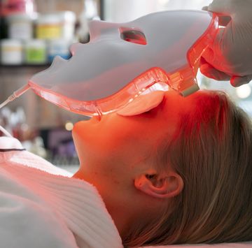 led mask treatment applied to a person in doctor's office