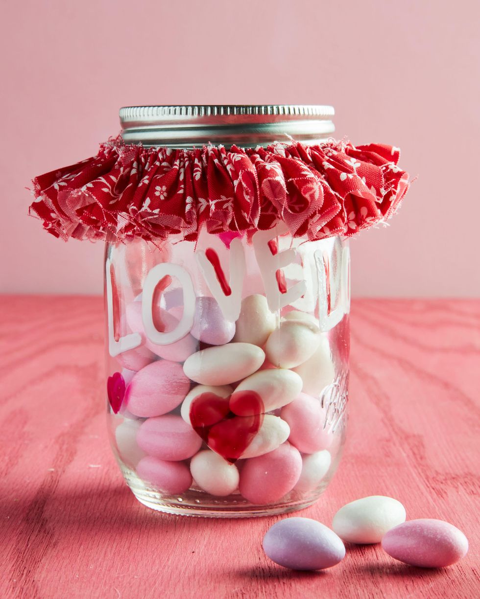 decorated valentines candy jar