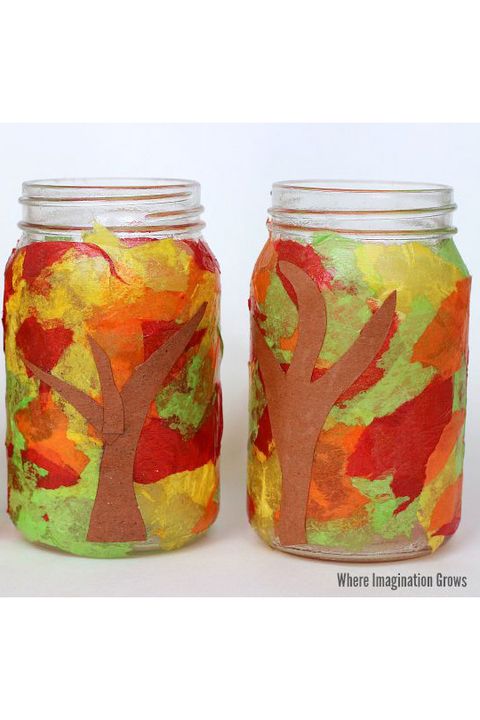 fall crafts for kids Mason Jar Fall Luminaries Craft