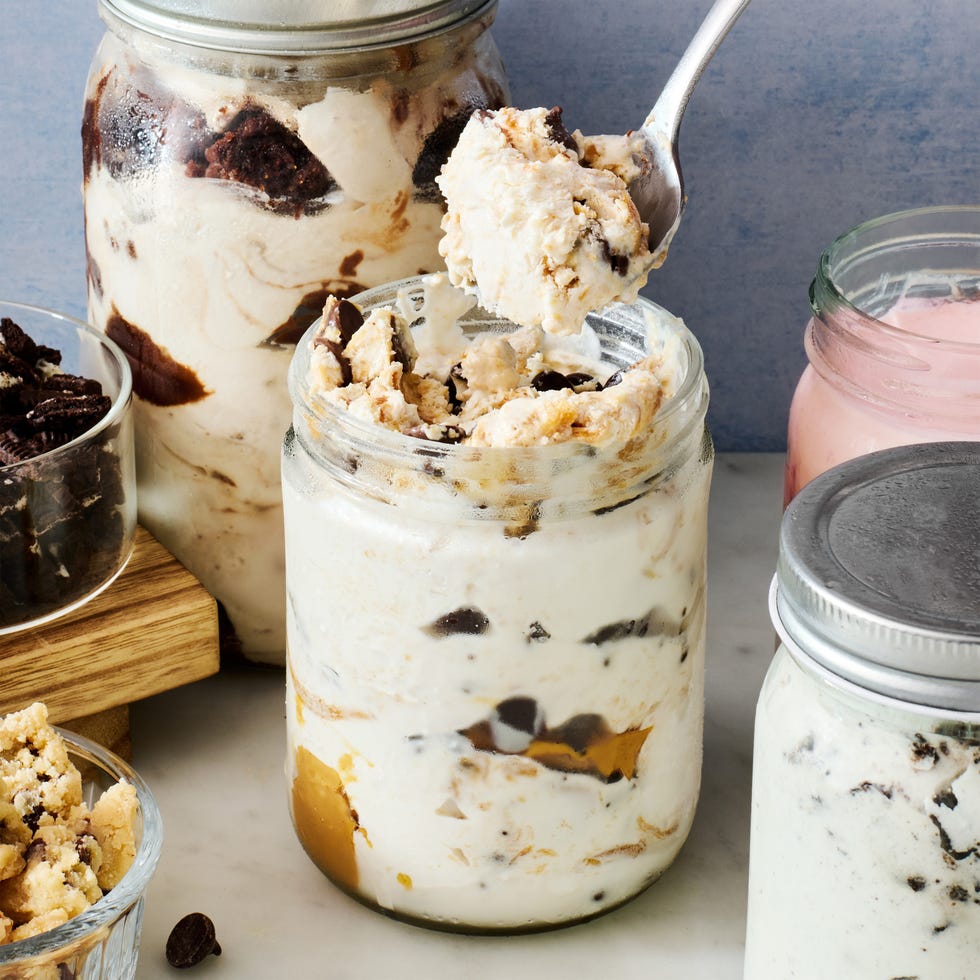 ice cream with toppings made in a mason jar