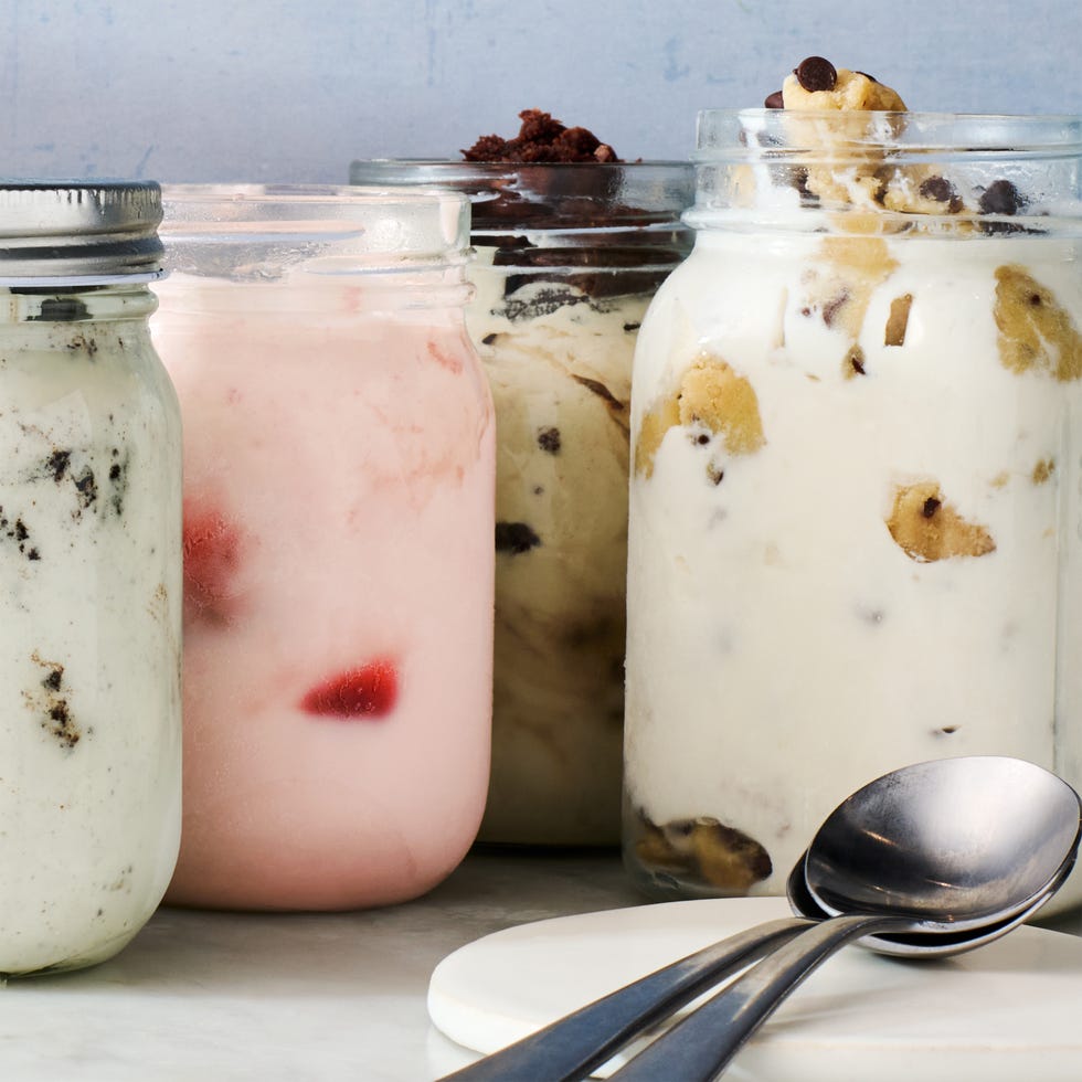 ice cream with toppings made in a mason jar