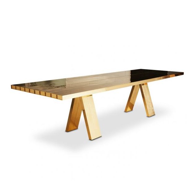 mass brass dining table by tom dixon