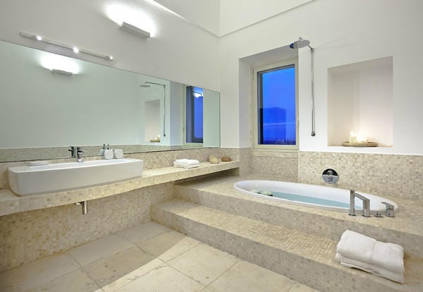 Bathroom, Property, Room, Interior design, Tile, Bathtub, Building, Floor, House, Architecture, 