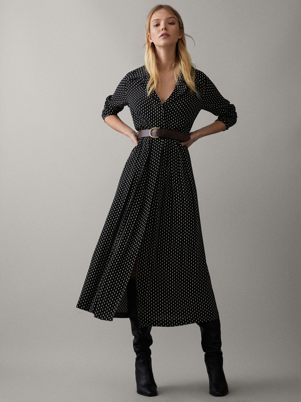 El de lunares de Massimo Dutti para las que quieren llevar el de Zara que lleva todo el mundo - Necesitas este vestido camisero de lunares de Massimo Dutti