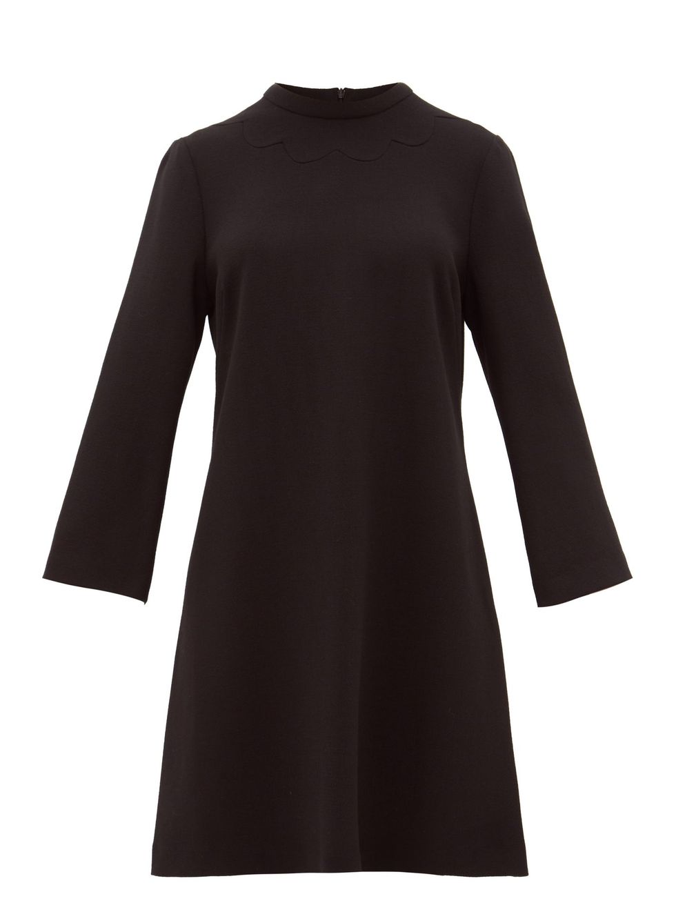 Clothing, Sleeve, Black, Dress, Outerwear, A-line, Little black dress, Neck, Coat, T-shirt, 