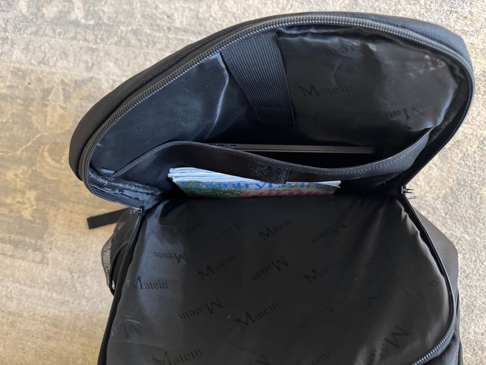 interior of a backpack showing organizational compartments