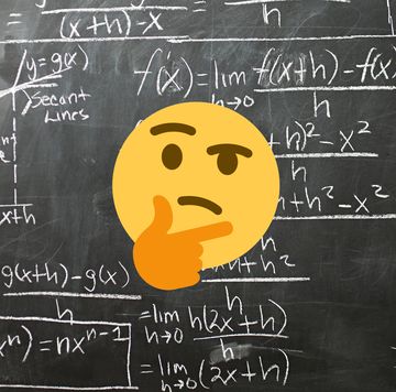thinking emoji with math equations on a chalkboard in the background