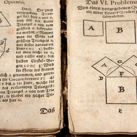 mathematics textbook from 1743 year, geometry problems