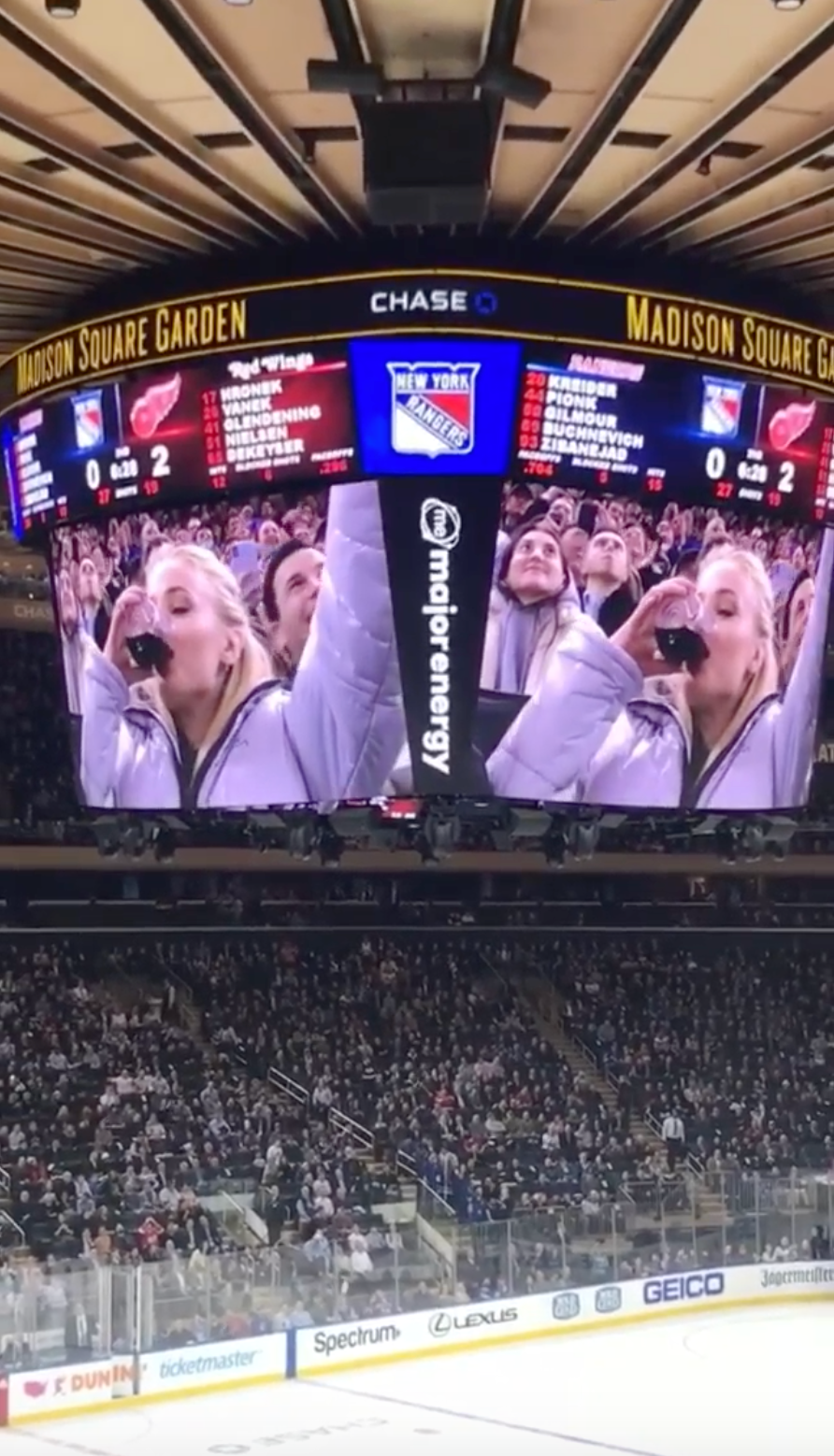 Sophie Turner Chugged Wine At New York Rangers Hockey Game With Joe Jonas