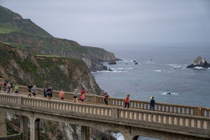 Runners at the Big Sur Marathon in 2019 in California.