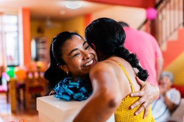 birthday wishes for niece, two women embracing over a birthday gift