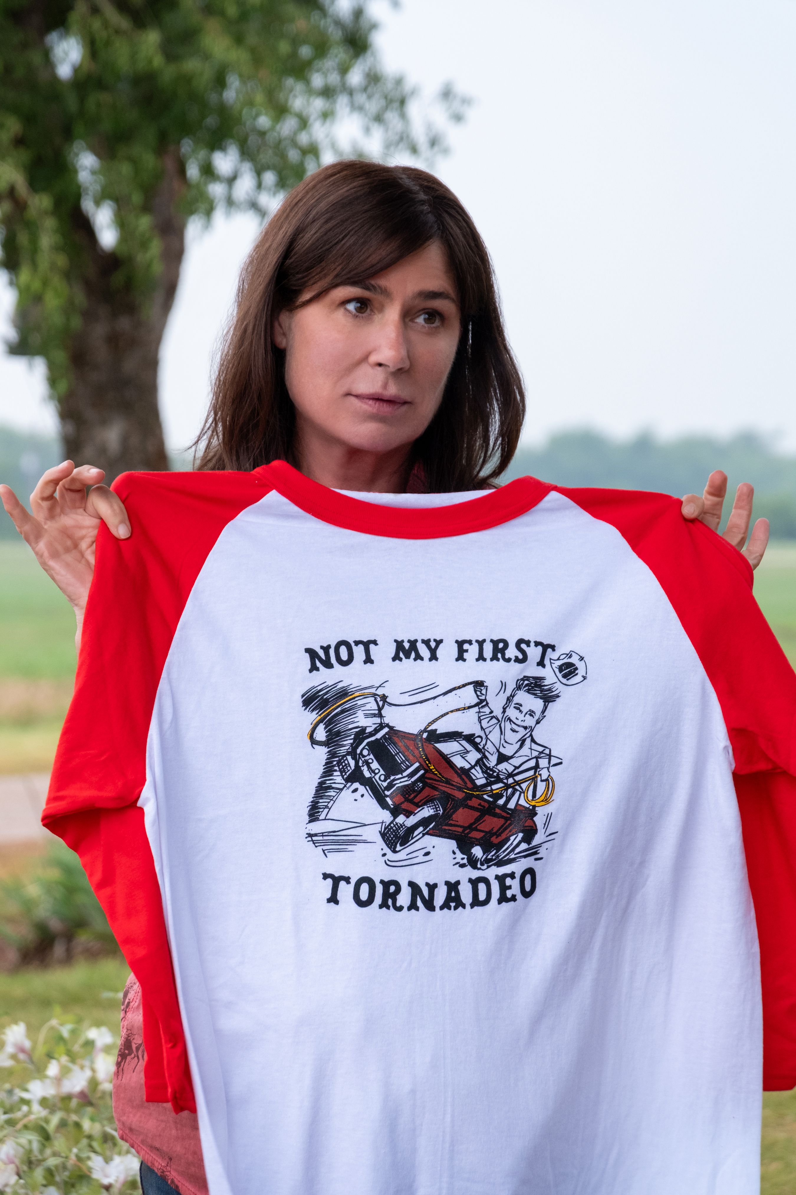 How to get Glen Powell's 'Not My First Tornadeo' Twisters t-shirt