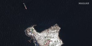 maxar satellite image of snake island after invasion
