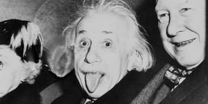 Albert Einstein sticking out his tongue