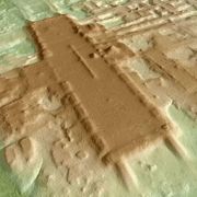 a 3d rendering of aguada fenix, the newfound ancient mayan site