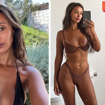 Rochelle Humes bares abs in bra top after posing naked for WH