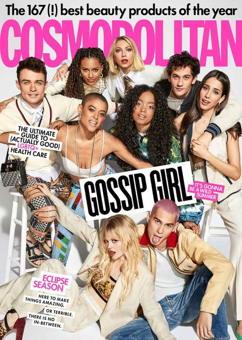 may and june 2021 cosmopolitan cover featuring the cast of gossip girl