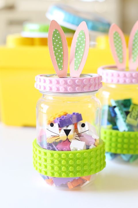 easter basket ideas lego tape bunny jar