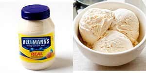 Food, Ingredient, Peanut butter, Dish, Cream, Cuisine, Nut butter, Dairy, Vanilla, Vanilla ice cream, 