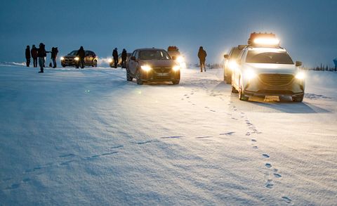 Snow, Winter, Vehicle, Freezing, Car, Sky, Landscape, Family car, Ice, Asphalt, 