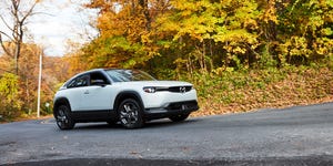 mazda mx30 driving on road