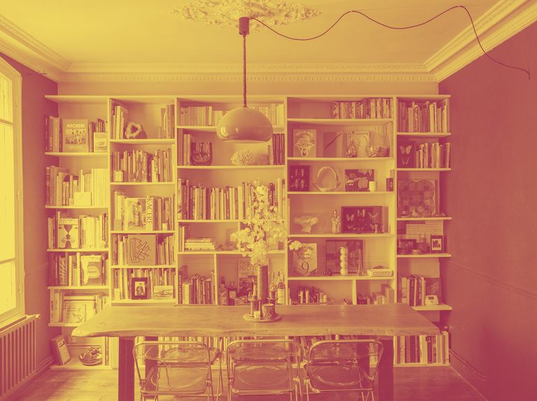 a book shelf with books