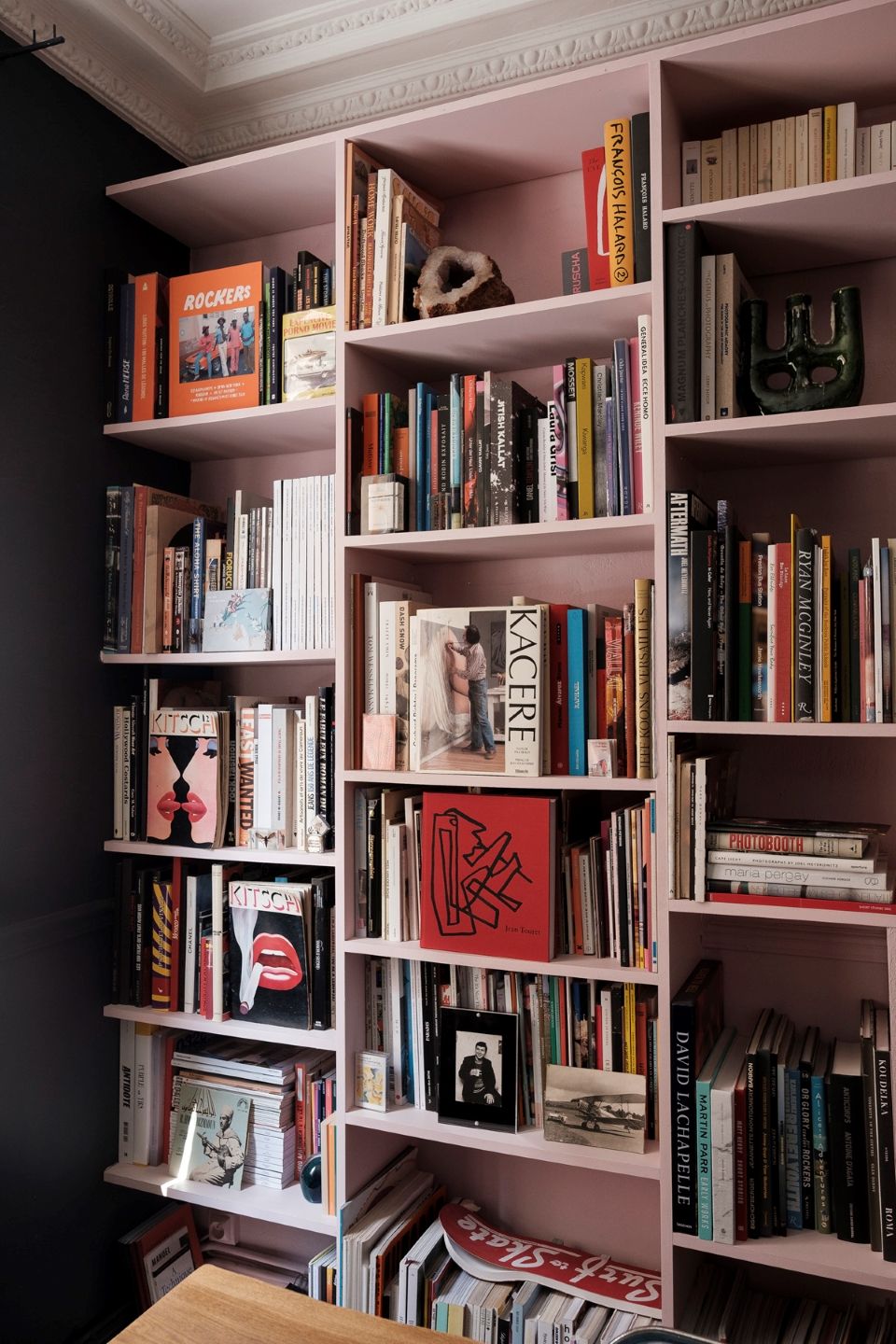 books on shelves in a room