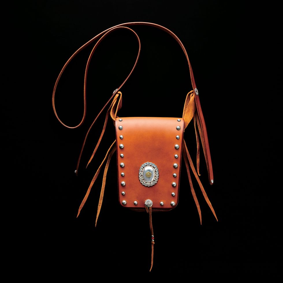a red leather purse