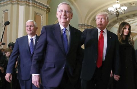 Mitch McConnell Meets With Trump And Pence On Capitol Hill