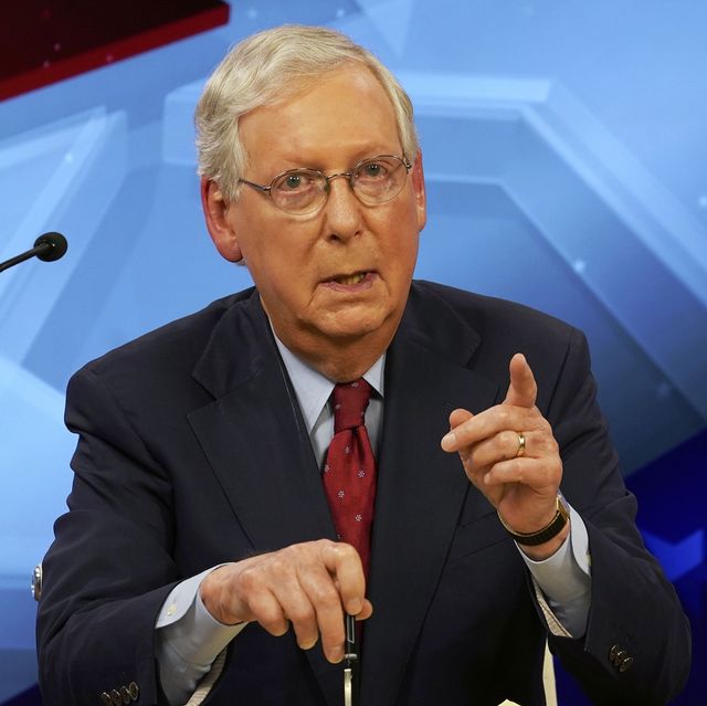senate majority leader mitch mcconnell, r ky, speaks during a debate with democratic challenger amy mcgrath in lexington, ky, monday, oct 12, 2020 michael clubbthe kentucky kernel via ap, pool