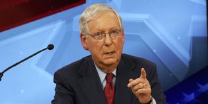 senate majority leader mitch mcconnell, r ky, speaks during a debate with democratic challenger amy mcgrath in lexington, ky, monday, oct 12, 2020 michael clubbthe kentucky kernel via ap, pool