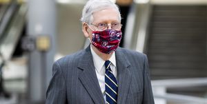 united states   july 29 senate majority leader mitch mcconnell, r ky, walks to the senate subway on his way to the senate republicans lunch on wednesday, july 29, 2020 photo by bill clarkcq roll call, inc via getty images