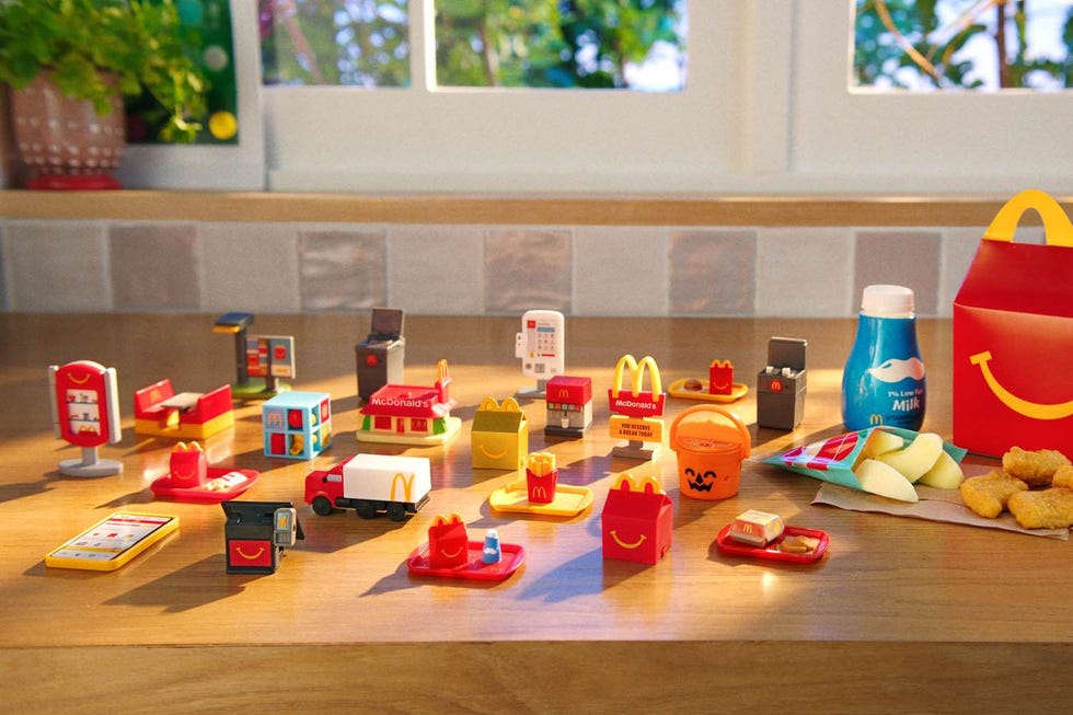 mini mcdonald's figurine happy meal toys on table