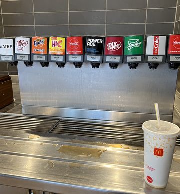 soda fountain with drink cup visible at mcdonald's restaurant in lafayette, california, march 14, 2022 photo courtesy sftm photo by gadogetty images