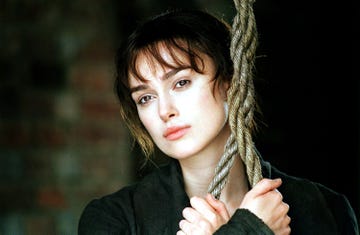 keira knightley as elizabeth bennet, sitting on a swing