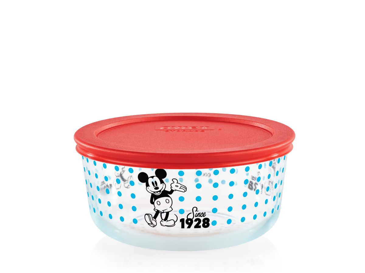 Pyrex Disney Holiday Mickey and Minnie Mouse Container Set 2 Glass Storage  Box 