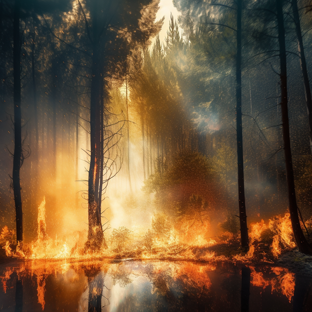 un violento incendio boschivo