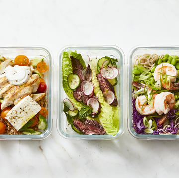 glass containers with meal prepped foods