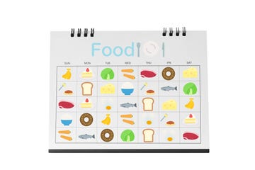 a calendar depicting what food to eat each day